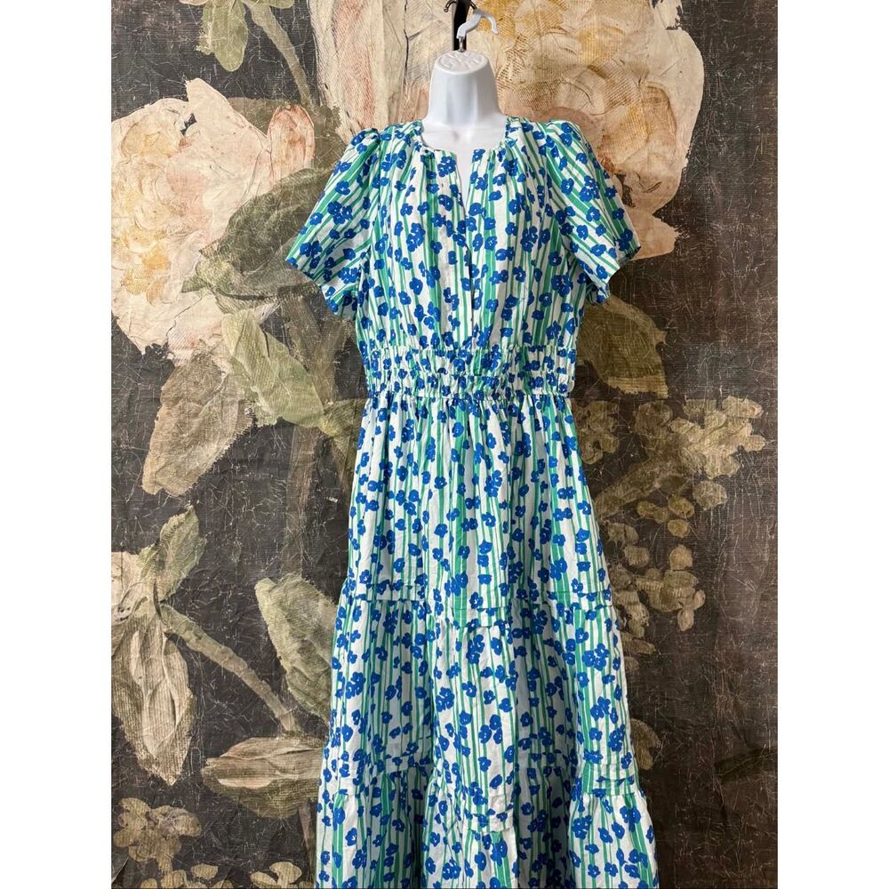 Anthropologie Blue and White Floral Midi Dress - Picture 5 of 7